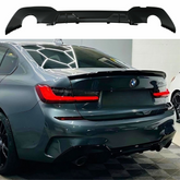 BMW 3 Series G20 G21 M Performance Rear Twin Exhaust Gloss Black Diffuser (2018-2022)