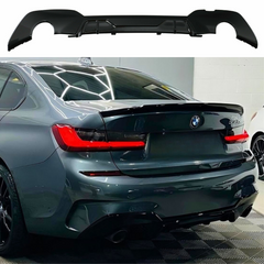 BMW 3 Series G20 G21 M Performance Rear Twin Exhaust Gloss Black Diffuser (2018-2022)