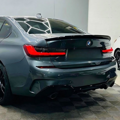 BMW 3 Series G20 G21 M Performance Rear Twin Exhaust Gloss Black Diffuser (2018-2022)