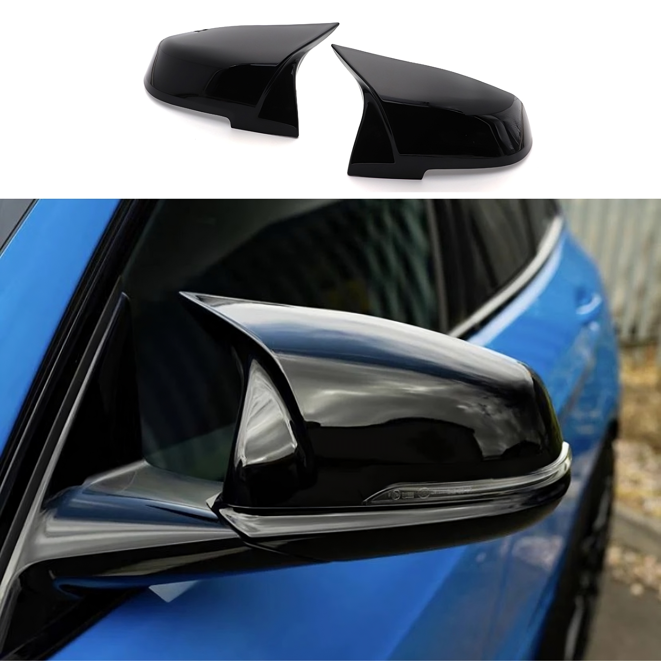 BMW 1 2 3 4 Series M Style Gloss Black Mirror Caps F20 F22 F30 F32
