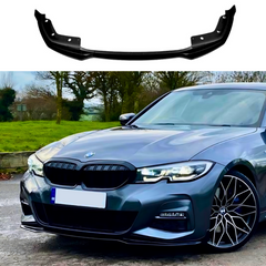 BMW 3 Series G20 G21 M Sport M Performance Style Gloss Black Front Splitter Lip (2018-2022)