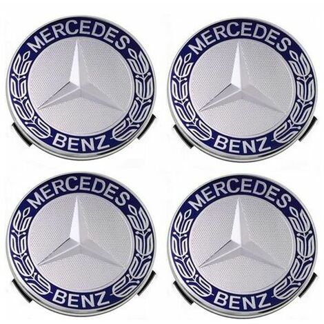 10x Sets of Mercedes 75mm Centre Caps Blue/Black - Trade Offer