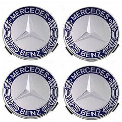 10x Sets of Mercedes 75mm Centre Caps Blue/Black - Trade Offer