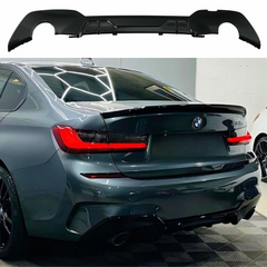 BMW 3 Series G20 G21 M Performance Rear Twin Exhaust Gloss Black Diffuser (2018+)