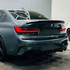 BMW 3 Series G20 G21 M Performance Rear Twin Exhaust Gloss Black Diffuser (2018+)