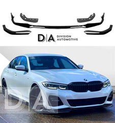 BMW 3 Series G20 G21 M Sport M Performance Style Gloss Black Front Splitter Lip 2018+ (Single Base Piece)