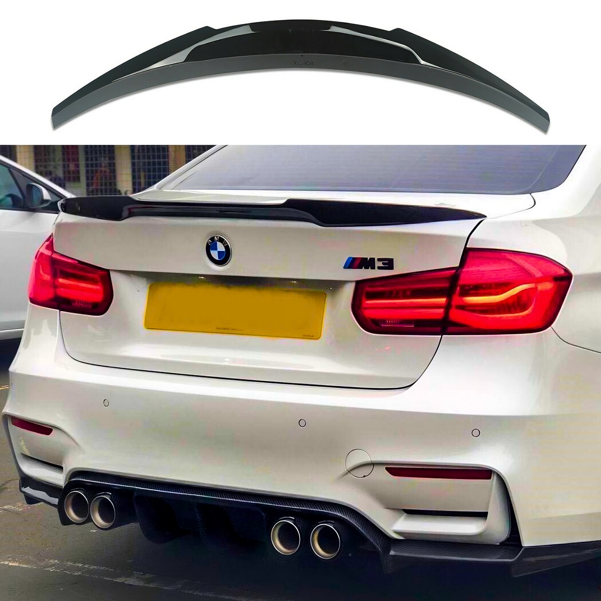 BMW 3 Series F30 Saloon M4 V Style Spoiler - Gloss Black