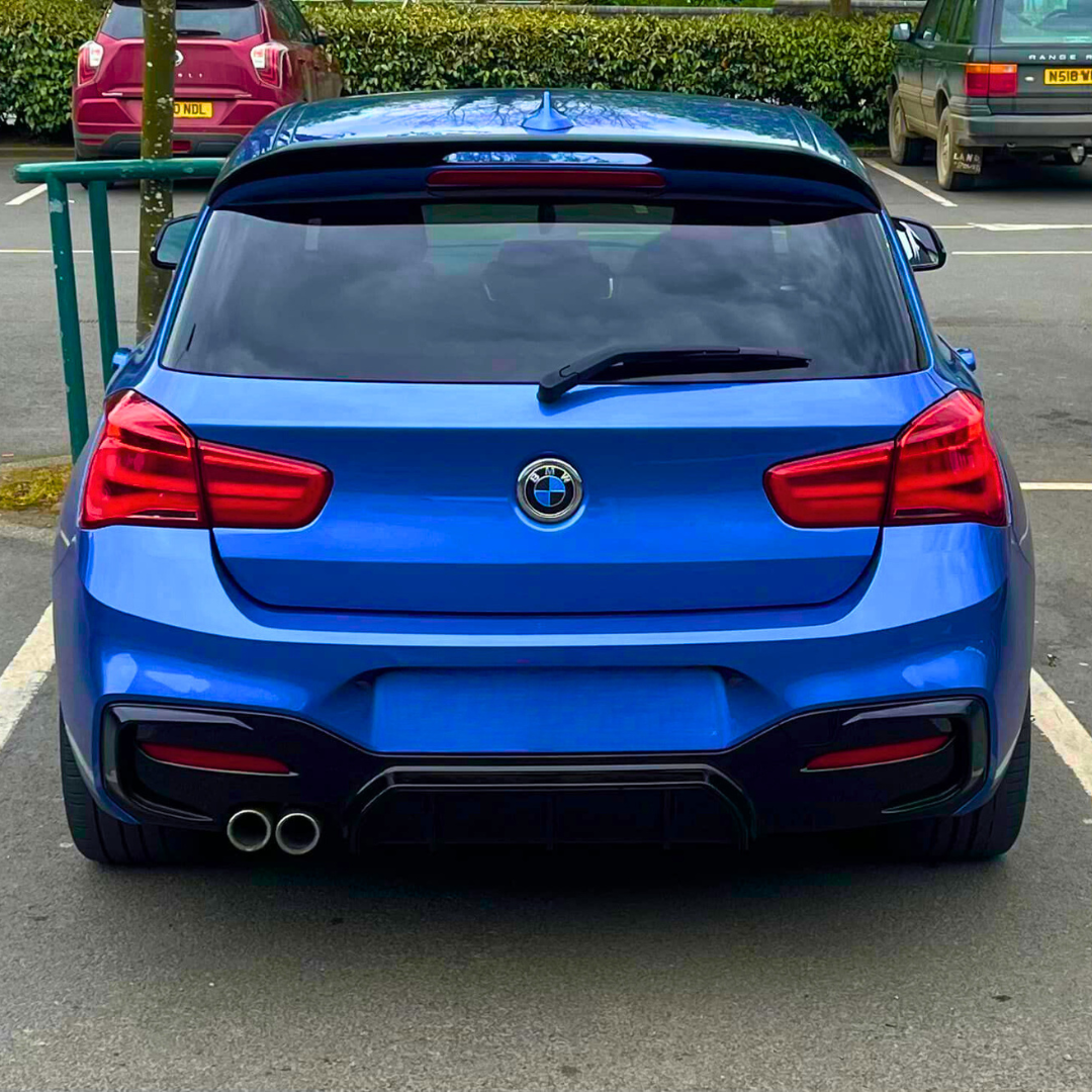 BMW 1 Series F20 F21 M Performance Rear Twin Exhaust Gloss Black Diffuser (2015-2019)