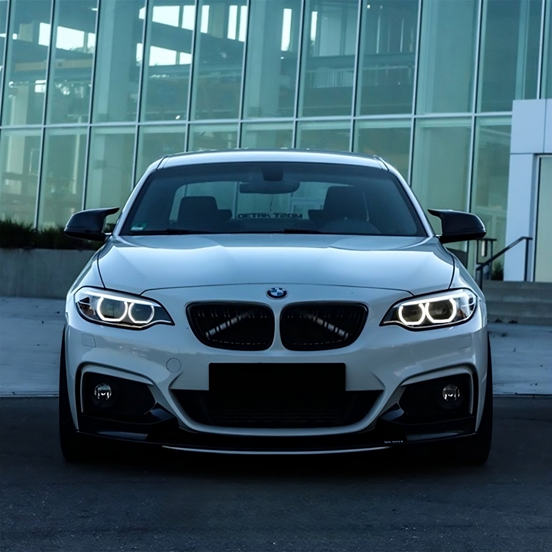 Gloss Black Front Bumper Lip Splitter Kit For BMW F22 2-Series (2014-2021) M Sport – 4-Piece Set