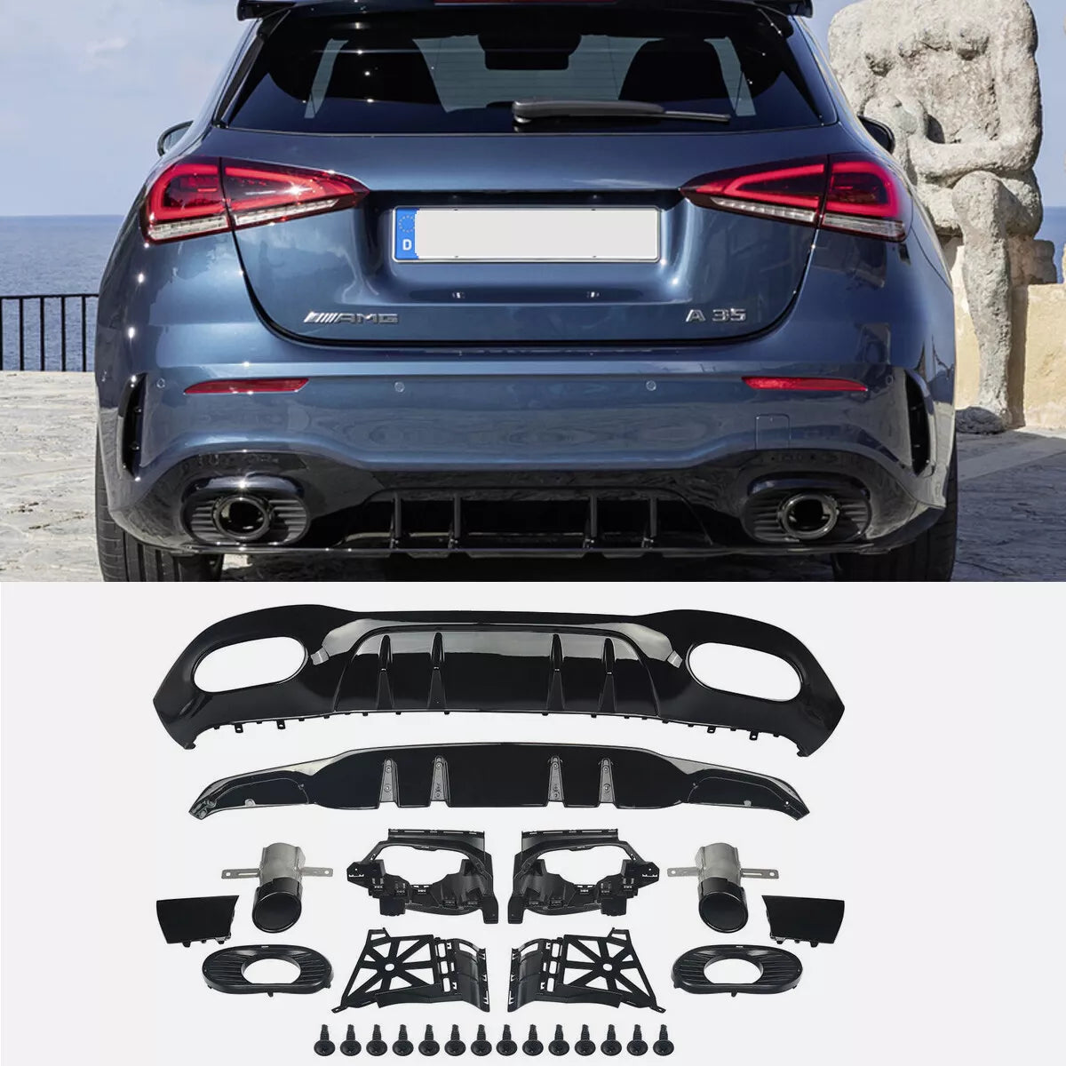 Mercedes A Class W177 Spoiler + Diffuser + Canards Set - paulmgreer444