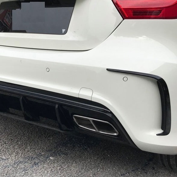 Mercedes A-Class W176 Gloss Black Rear Bumper Canards (2013-2018)